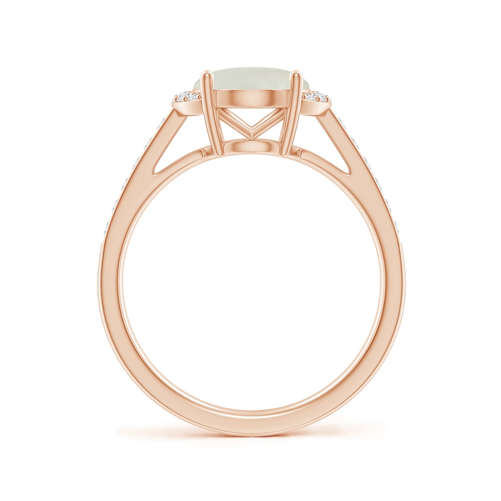 10x8mm AAAA Classic Solitaire Oval Moonstone and Diamond Collar Ring in Rose Gold - side_1
