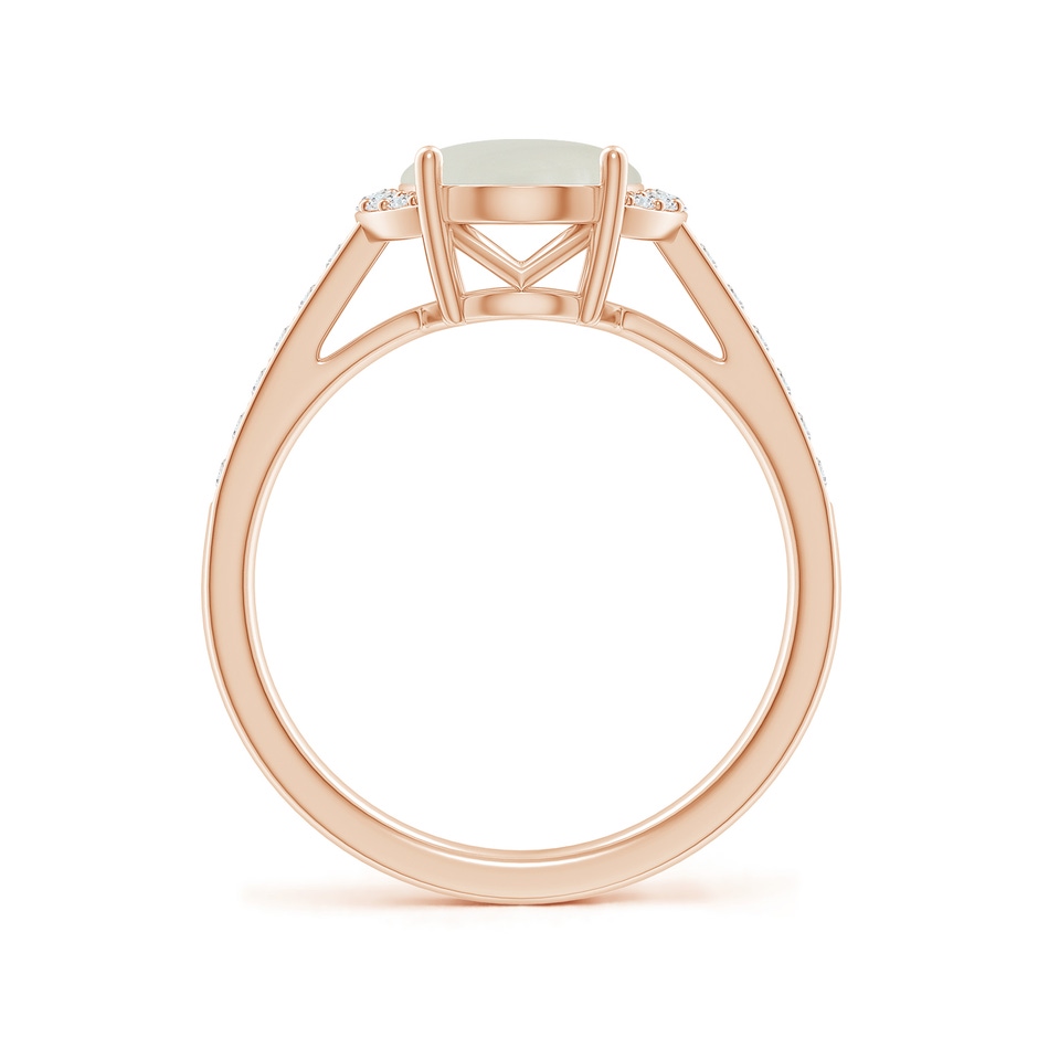 10x8mm AAAA Classic Solitaire Oval Moonstone and Diamond Collar Ring in Rose Gold side-1