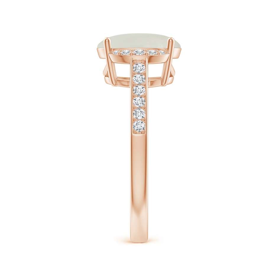 10x8mm AAAA Classic Solitaire Oval Moonstone and Diamond Collar Ring in Rose Gold side-2