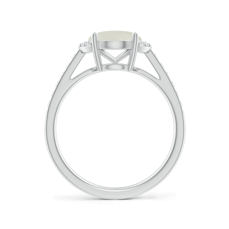 10x8mm AAAA Classic Solitaire Oval Moonstone and Diamond Collar Ring in White Gold side-1