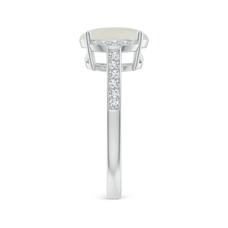 10x8mm AAAA Classic Solitaire Oval Moonstone and Diamond Collar Ring in White Gold side-2