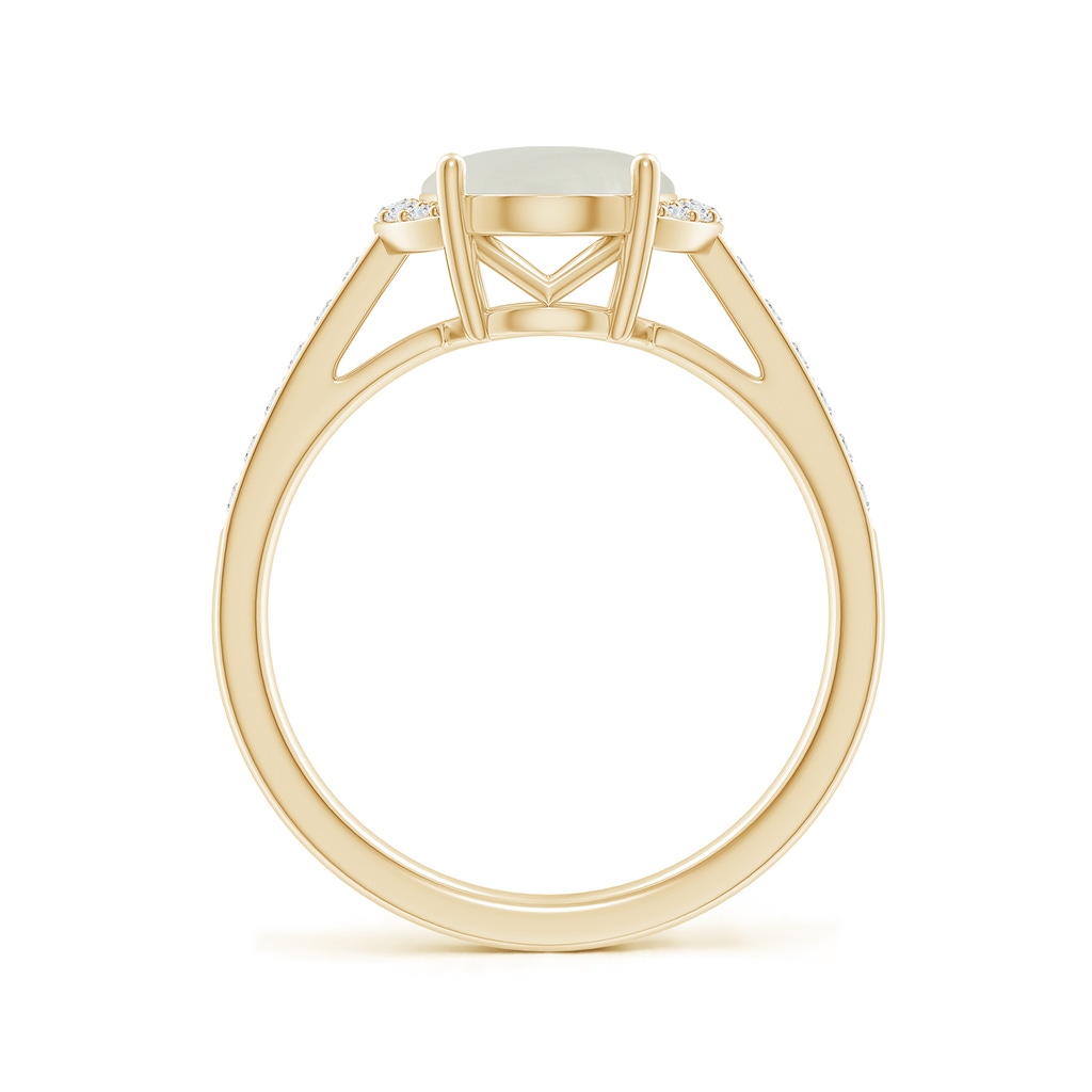 10x8mm AAAA Classic Solitaire Oval Moonstone and Diamond Collar Ring in Yellow Gold - side_1