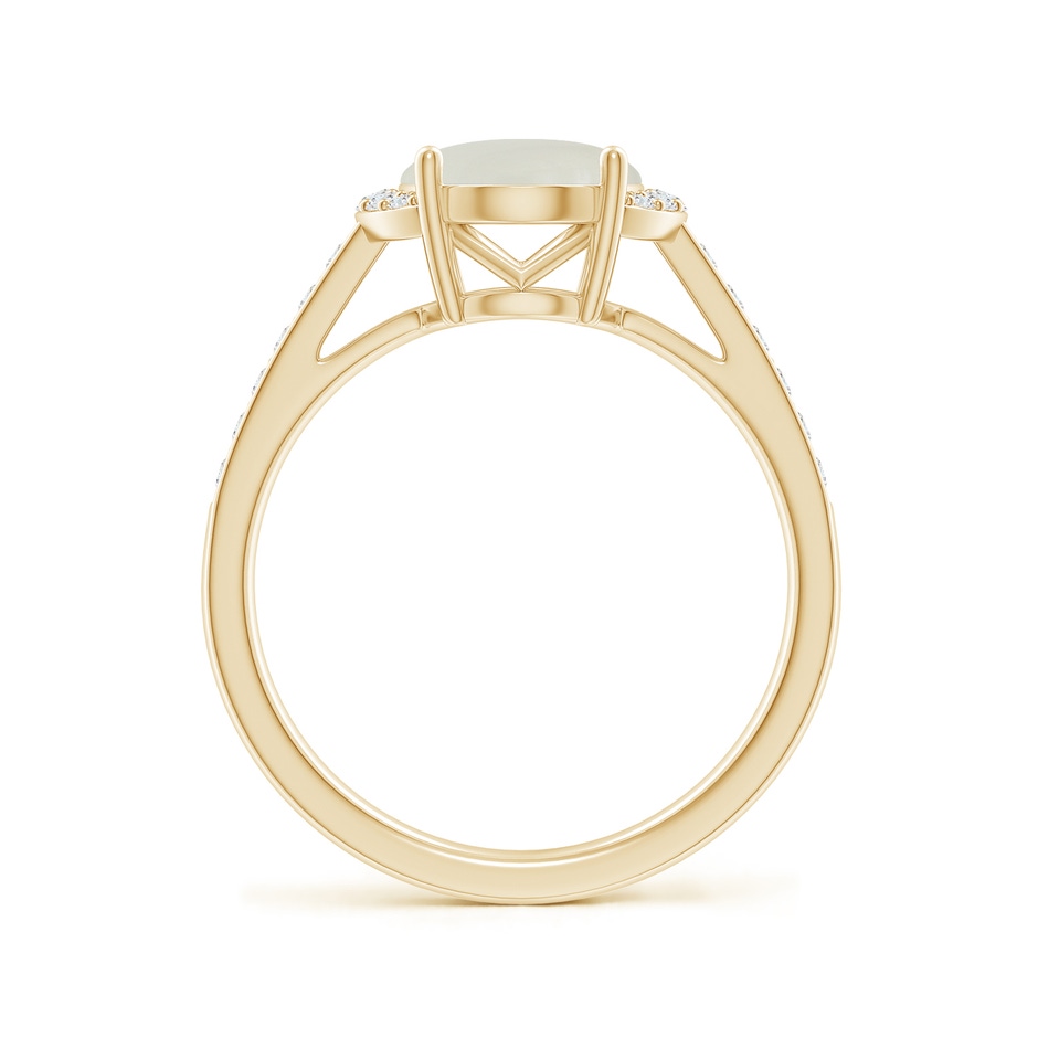 10x8mm AAAA Classic Solitaire Oval Moonstone and Diamond Collar Ring in Yellow Gold side-1