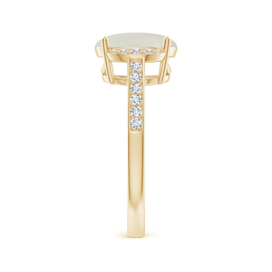 10x8mm AAAA Classic Solitaire Oval Moonstone and Diamond Collar Ring in Yellow Gold side-2