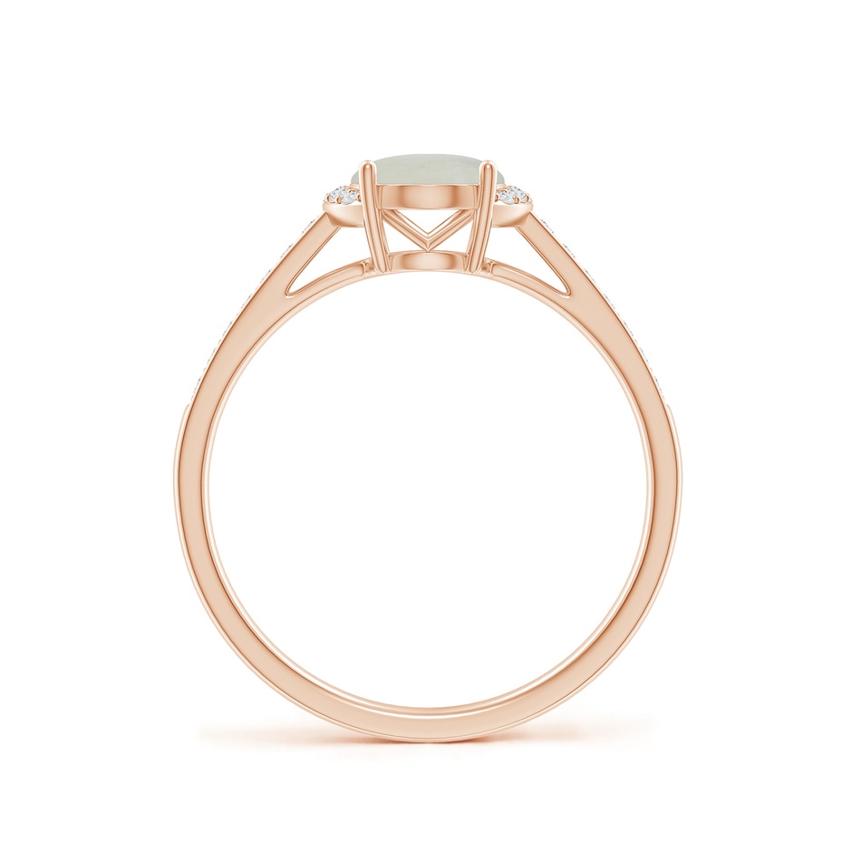 8x6mm A Classic Solitaire Oval Moonstone and Diamond Collar Ring in Rose Gold side-1