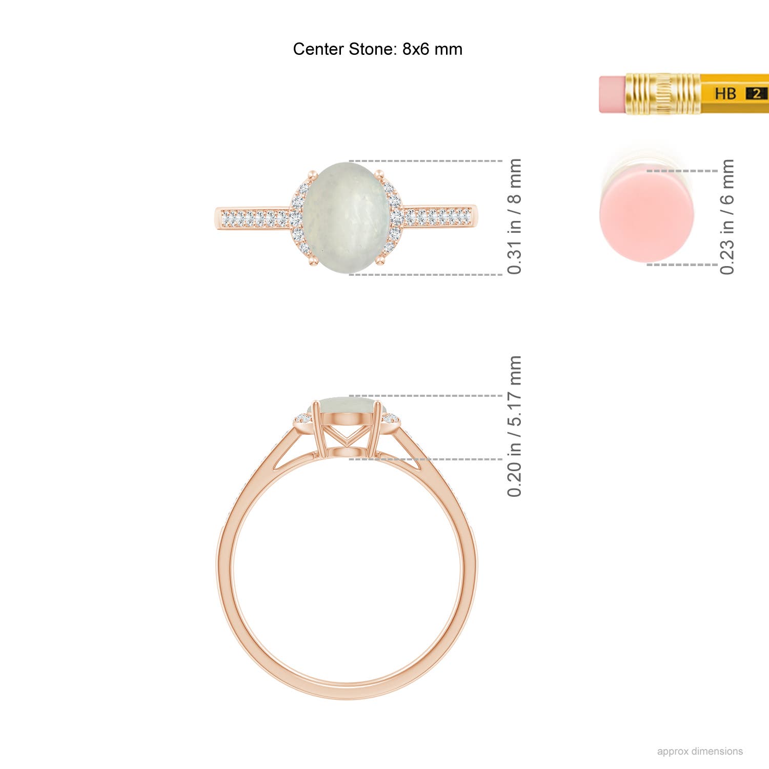 A - Moonstone / 1.23 CT / 14 KT Rose Gold