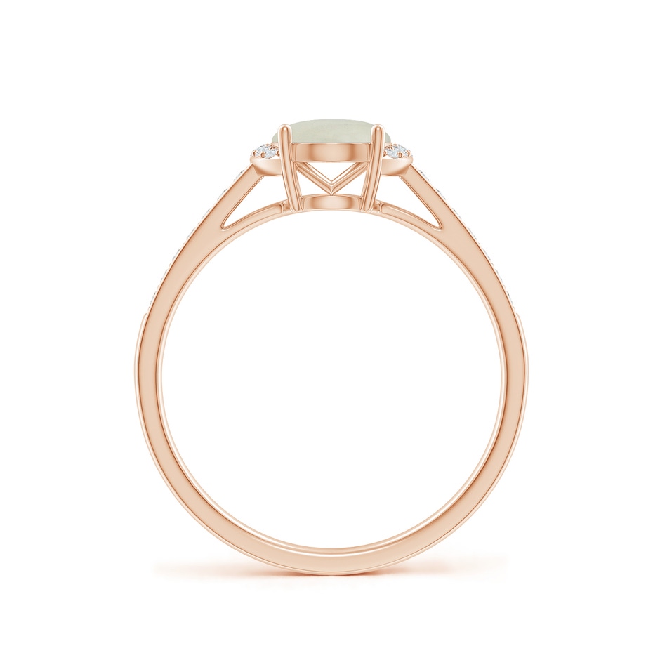 8x6mm AA Classic Solitaire Oval Moonstone and Diamond Collar Ring in Rose Gold side-1