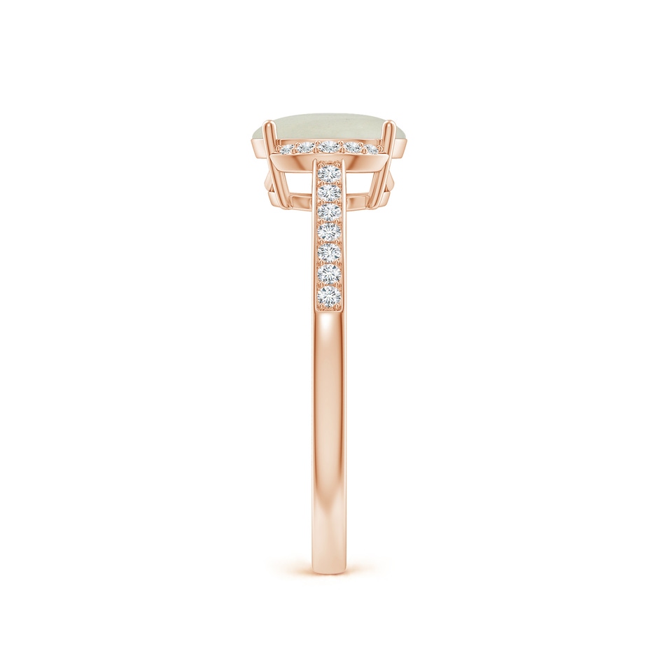 8x6mm AA Classic Solitaire Oval Moonstone and Diamond Collar Ring in Rose Gold side-2