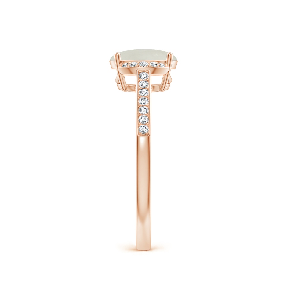 8x6mm AAA Classic Solitaire Oval Moonstone and Diamond Collar Ring in 9K Rose Gold body-hand