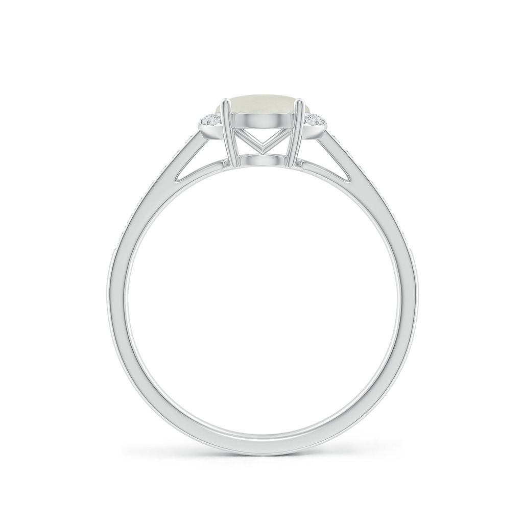 8x6mm AAAA Classic Solitaire Oval Moonstone and Diamond Collar Ring in White Gold - side_1