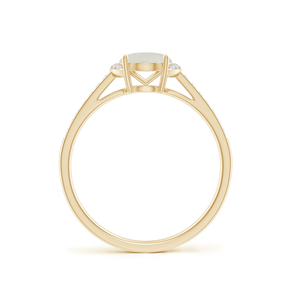 8x6mm AAAA Classic Solitaire Oval Moonstone and Diamond Collar Ring in Yellow Gold side-1