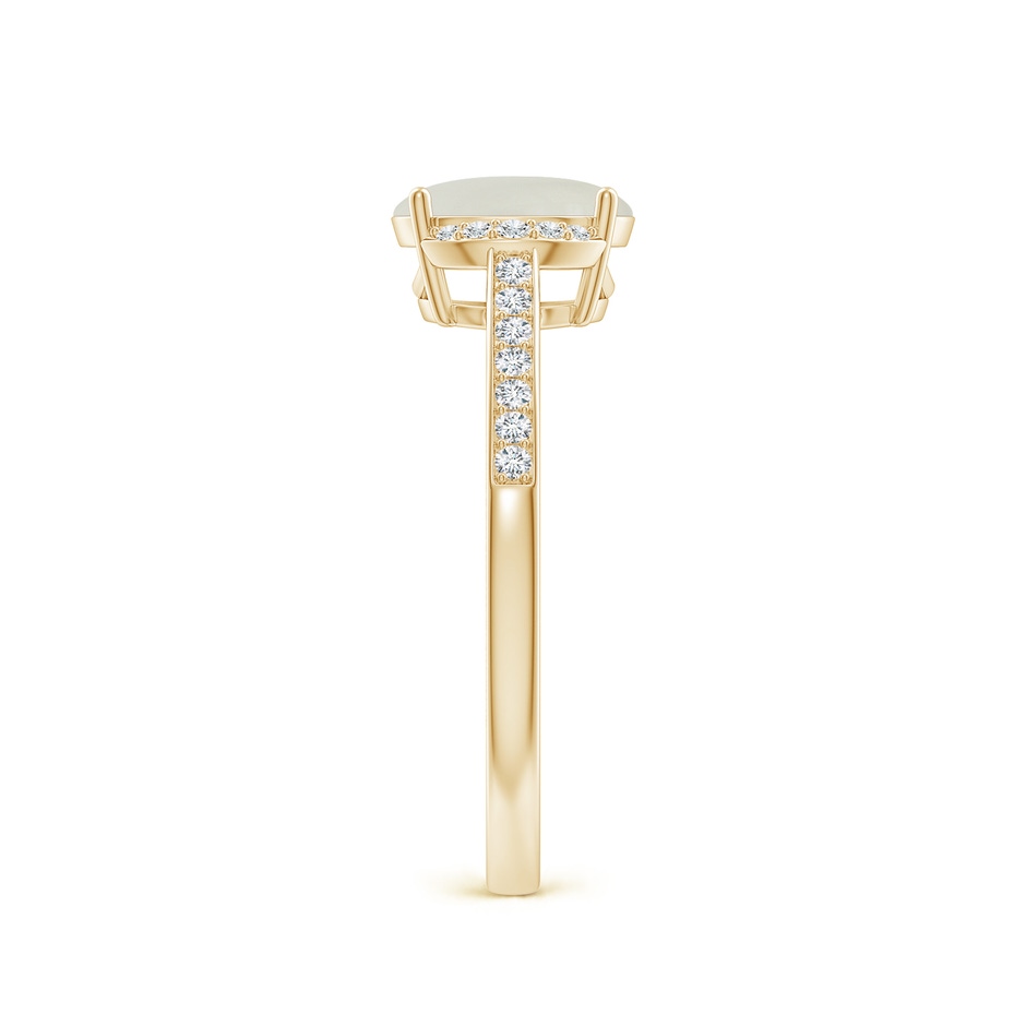 8x6mm AAAA Classic Solitaire Oval Moonstone and Diamond Collar Ring in Yellow Gold side-2