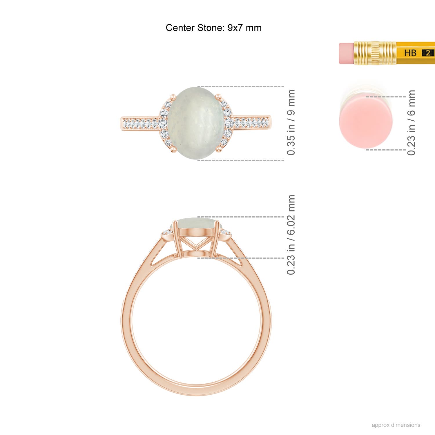 A - Moonstone / 1.88 CT / 14 KT Rose Gold