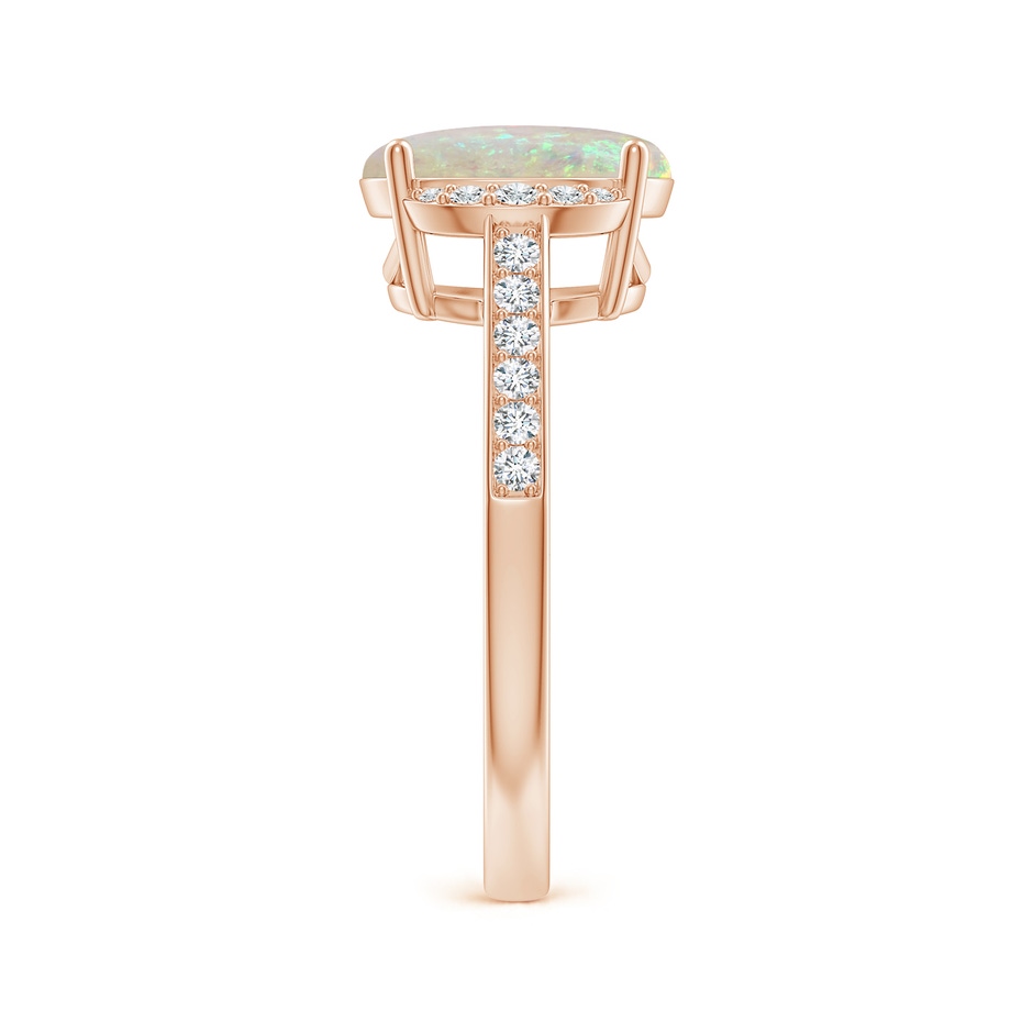 10x8mm AAA Classic Solitaire Oval Opal and Diamond Collar Ring in Rose Gold side-2