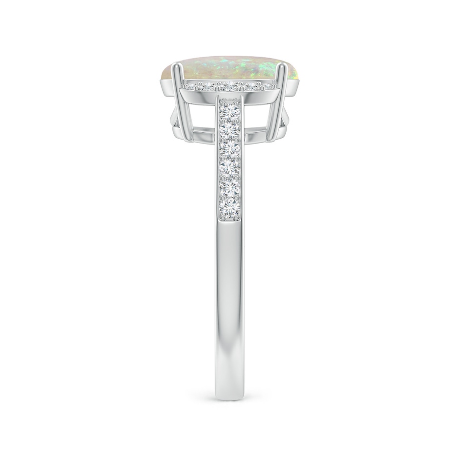 10x8mm AAA Classic Solitaire Oval Opal and Diamond Collar Ring in White Gold side-2
