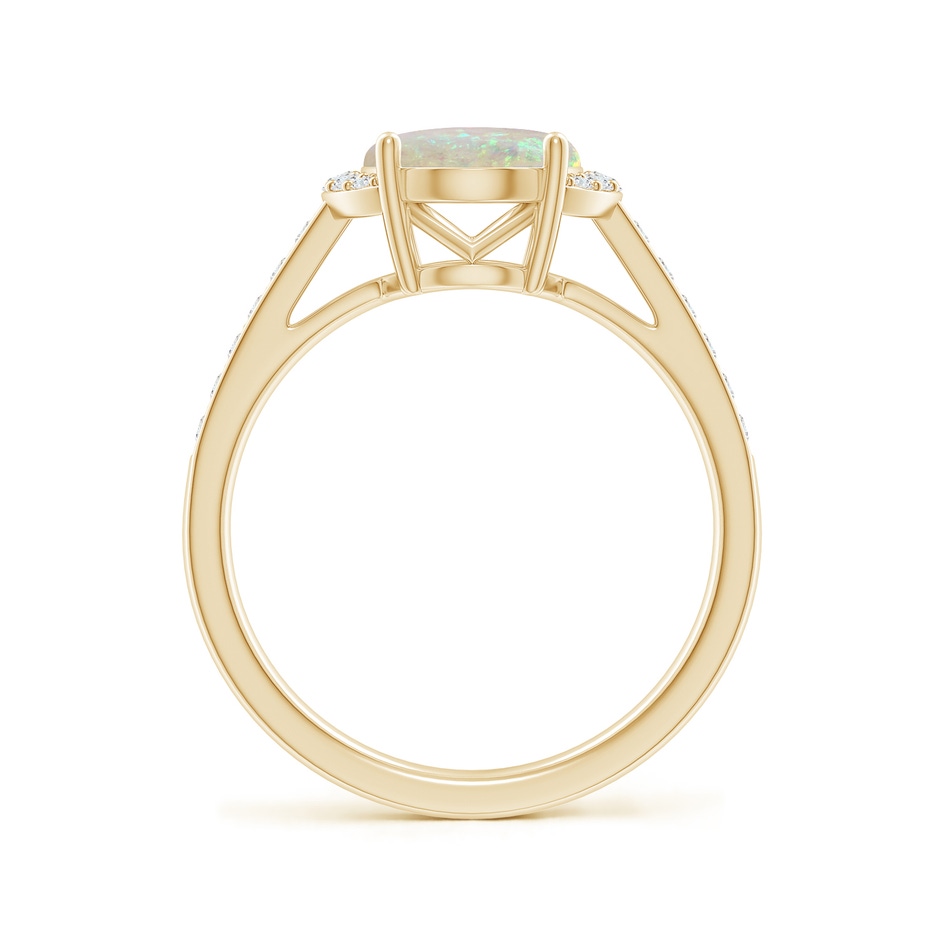 10x8mm AAA Classic Solitaire Oval Opal and Diamond Collar Ring in Yellow Gold side-1