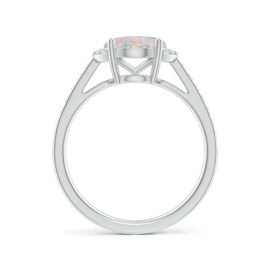 10x8mm AAAA Classic Solitaire Oval Opal and Diamond Collar Ring in White Gold side-1