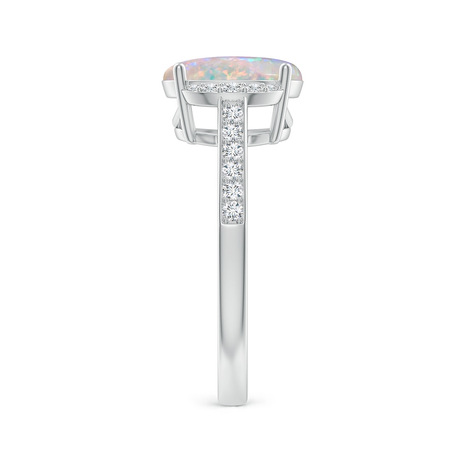 10x8mm AAAA Classic Solitaire Oval Opal and Diamond Collar Ring in White Gold side-2