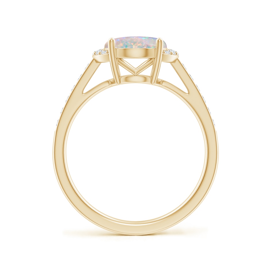 10x8mm AAAA Classic Solitaire Oval Opal and Diamond Collar Ring in Yellow Gold side-1