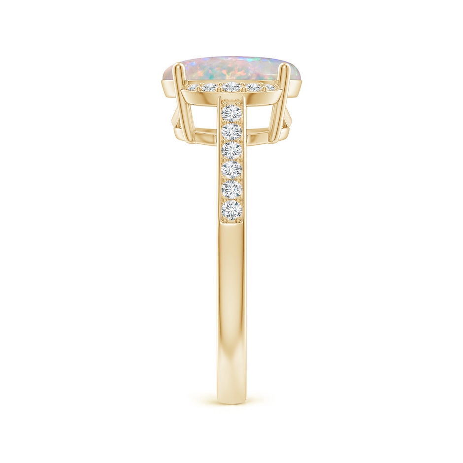 10x8mm AAAA Classic Solitaire Oval Opal and Diamond Collar Ring in Yellow Gold side-2