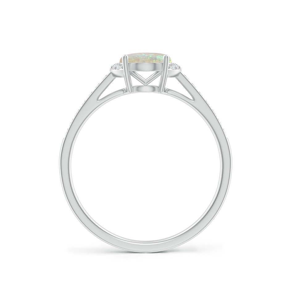 8x6mm AAA Classic Solitaire Oval Opal and Diamond Collar Ring in 9K White Gold side-1