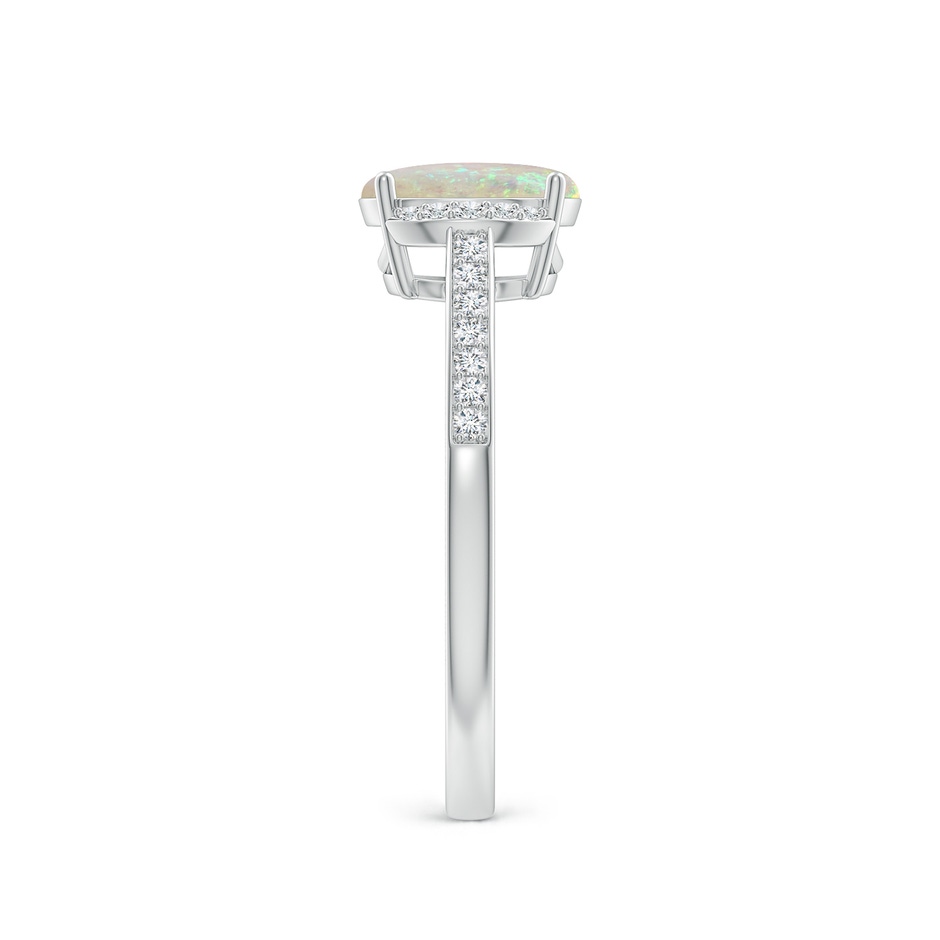 8x6mm AAA Classic Solitaire Oval Opal and Diamond Collar Ring in 9K White Gold body-hand