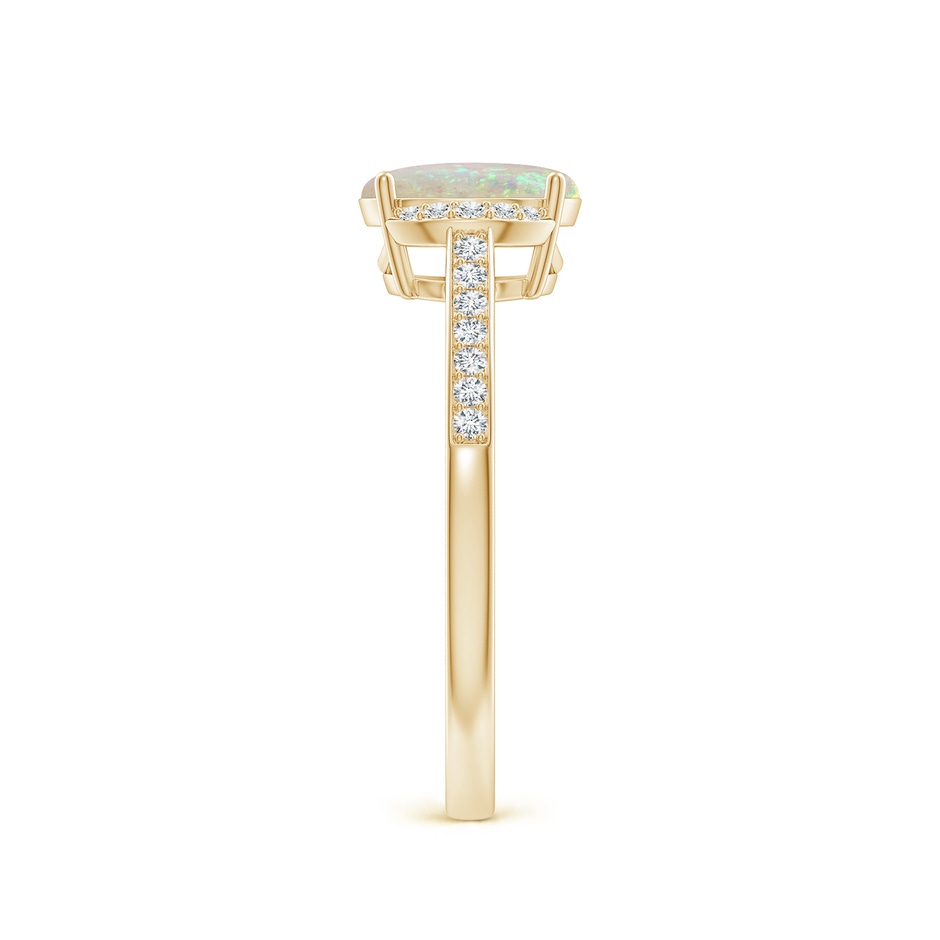 8x6mm AAA Classic Solitaire Oval Opal and Diamond Collar Ring in Yellow Gold side-2