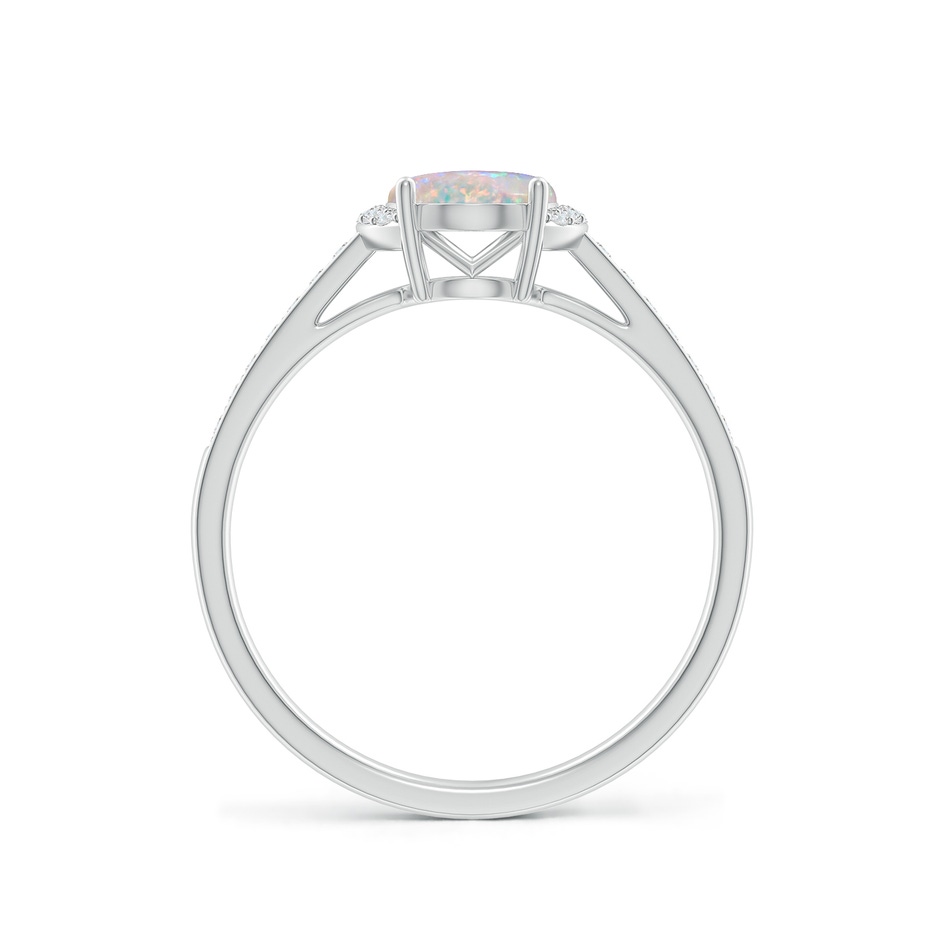 8x6mm AAAA Classic Solitaire Oval Opal and Diamond Collar Ring in White Gold side-1