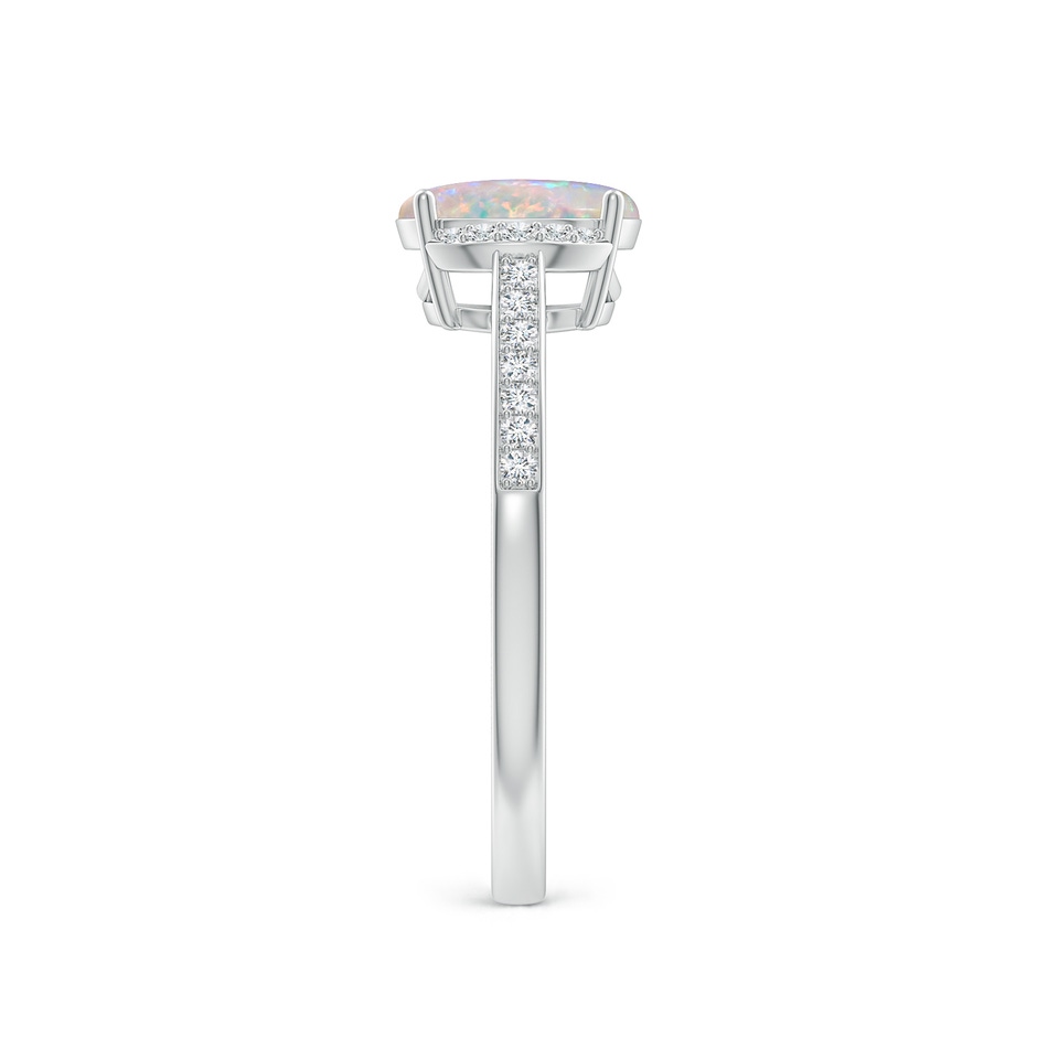 8x6mm AAAA Classic Solitaire Oval Opal and Diamond Collar Ring in White Gold side-2