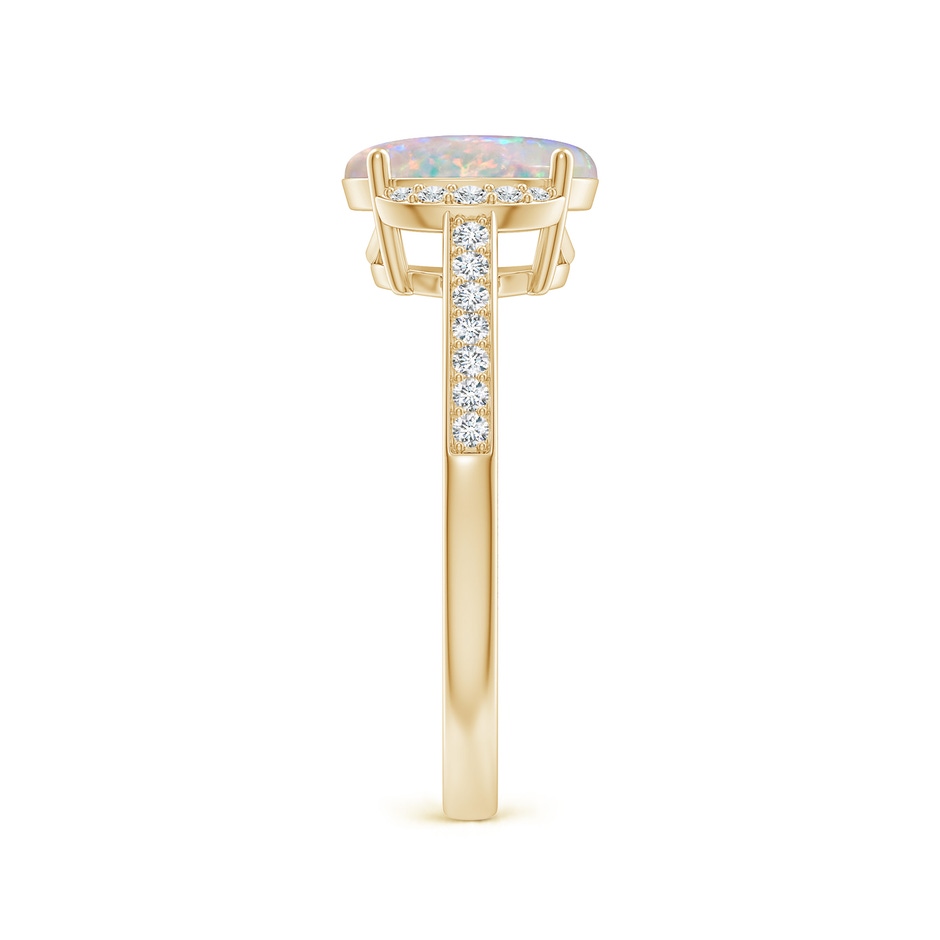 9x7mm AAAA Classic Solitaire Oval Opal and Diamond Collar Ring in Yellow Gold side-2