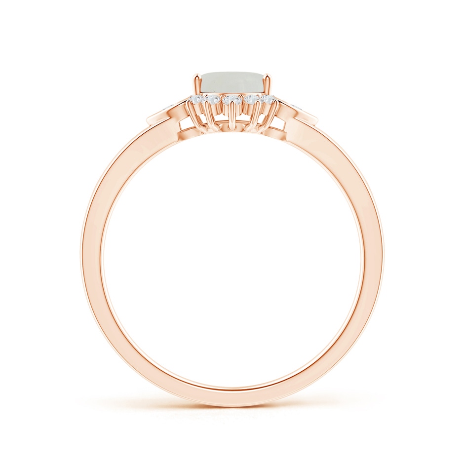 7x5mm A Vintage Inspired Oval Moonstone Halo Ring with Heart Motifs in Rose Gold side 1