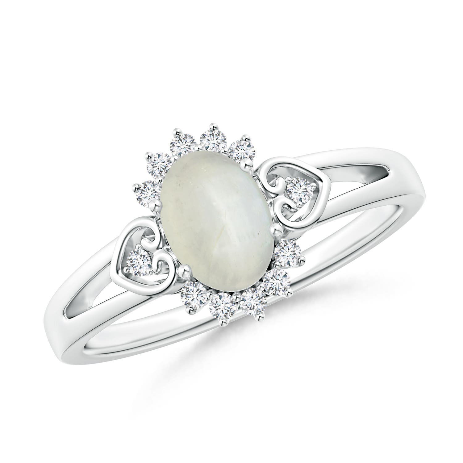 AA - Moonstone / 0.8 CT / 14 KT White Gold