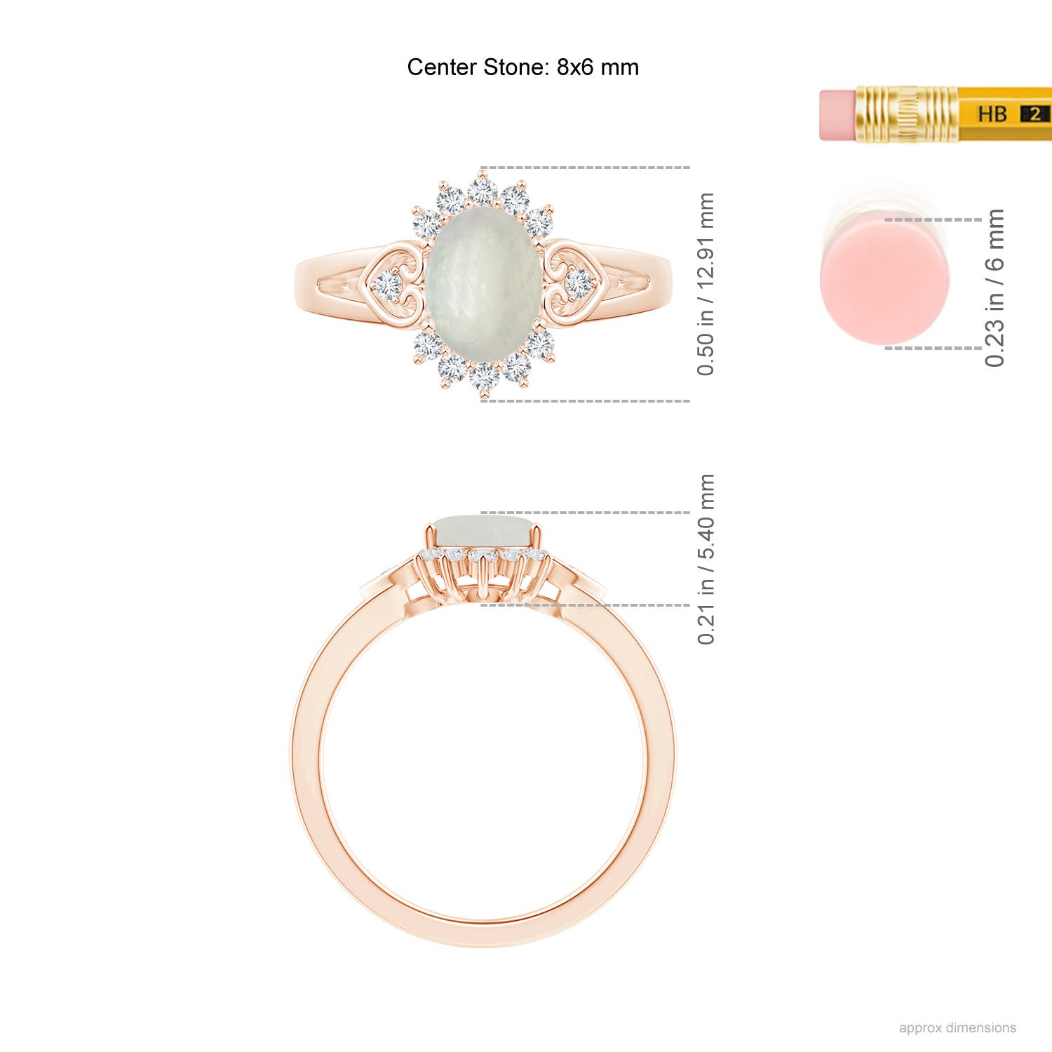 A - Moonstone / 1.29 CT / 14 KT Rose Gold