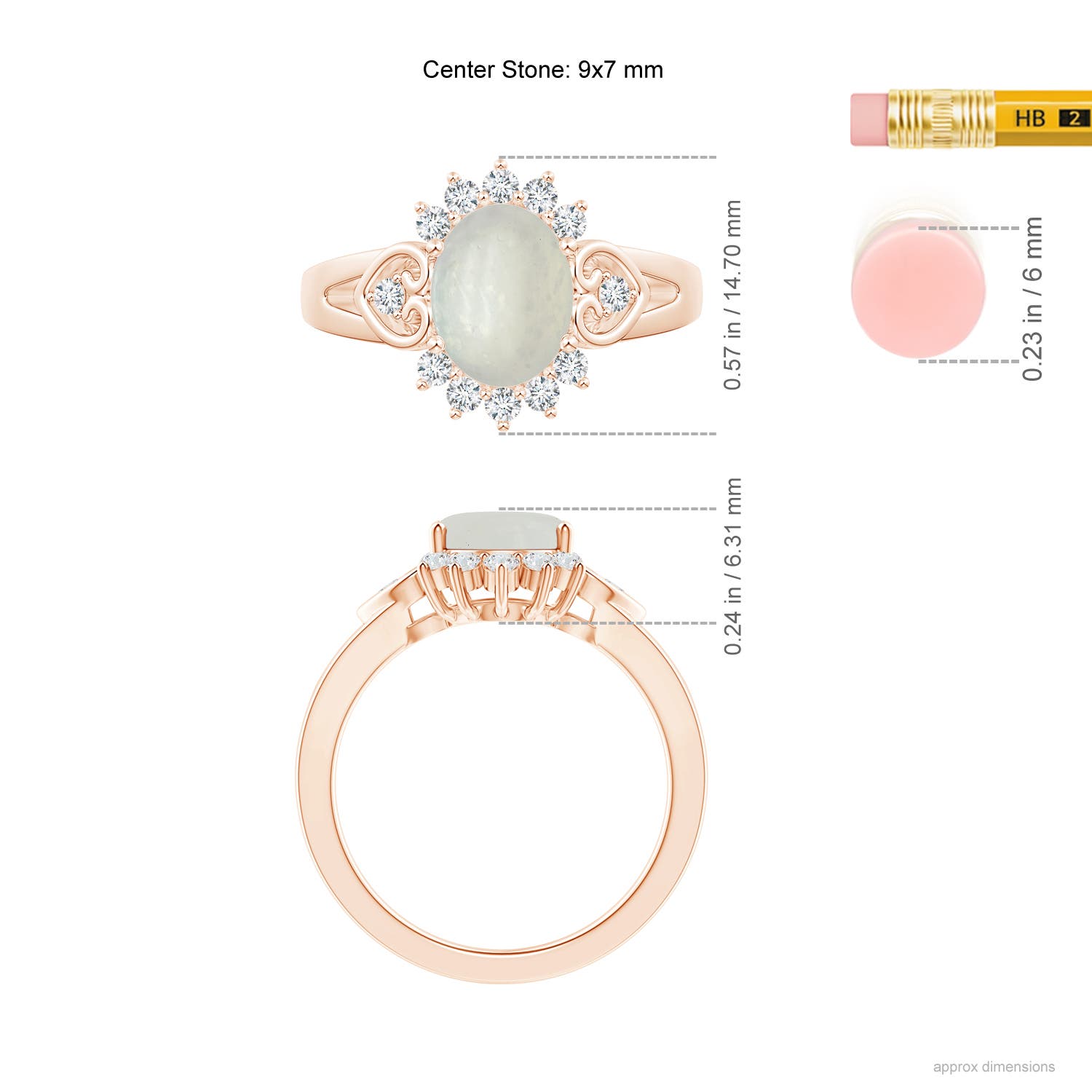 A - Moonstone / 2 CT / 14 KT Rose Gold