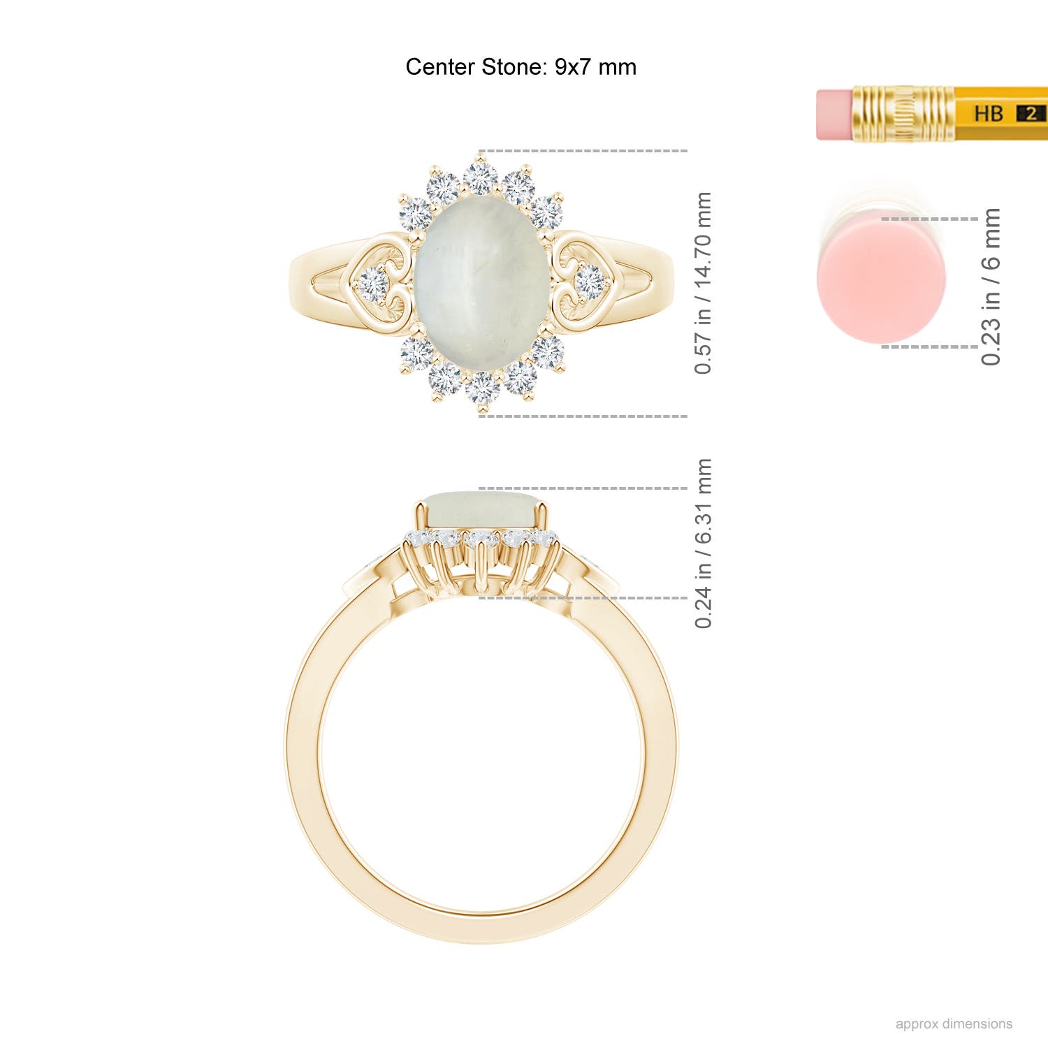 AA - Moonstone / 2 CT / 14 KT Yellow Gold