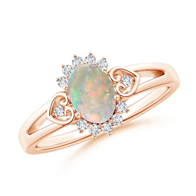 Classic Oval Opal Floral Halo Ring | Angara