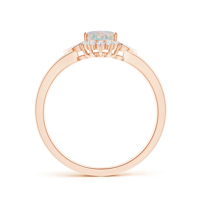 7x5mm AAAA Vintage Inspired Oval Opal Halo Ring with Heart Motifs in Rose Gold product image