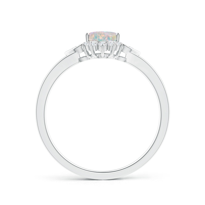 7x5mm AAAA Vintage Inspired Oval Opal Halo Ring with Heart Motifs in S999 Silver product image