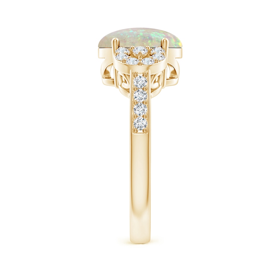 10x8mm AAA Solitaire Oval Opal Cathedral Ring with Diamond Accents in 18K Yellow Gold side 299