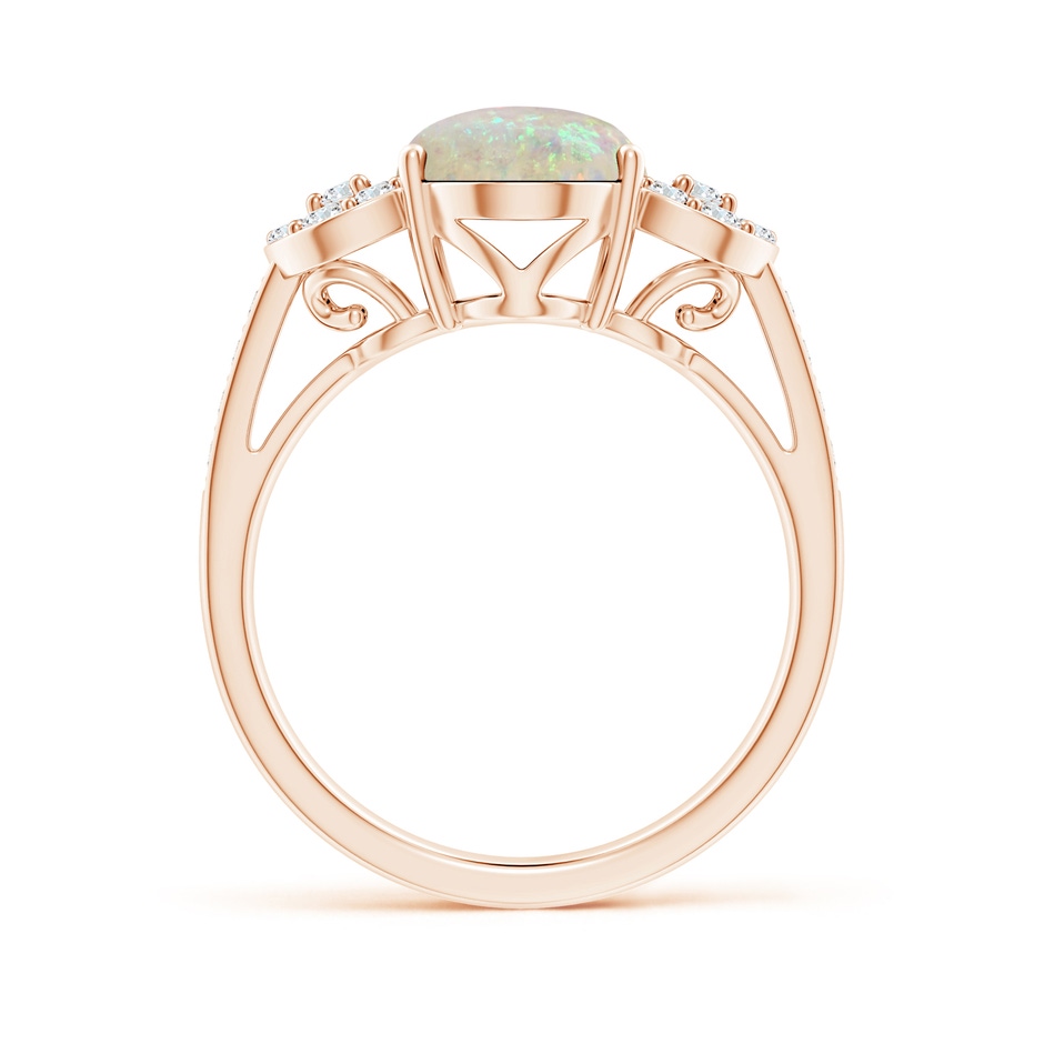 10x8mm AAA Solitaire Oval Opal Cathedral Ring with Diamond Accents in Rose Gold side 199