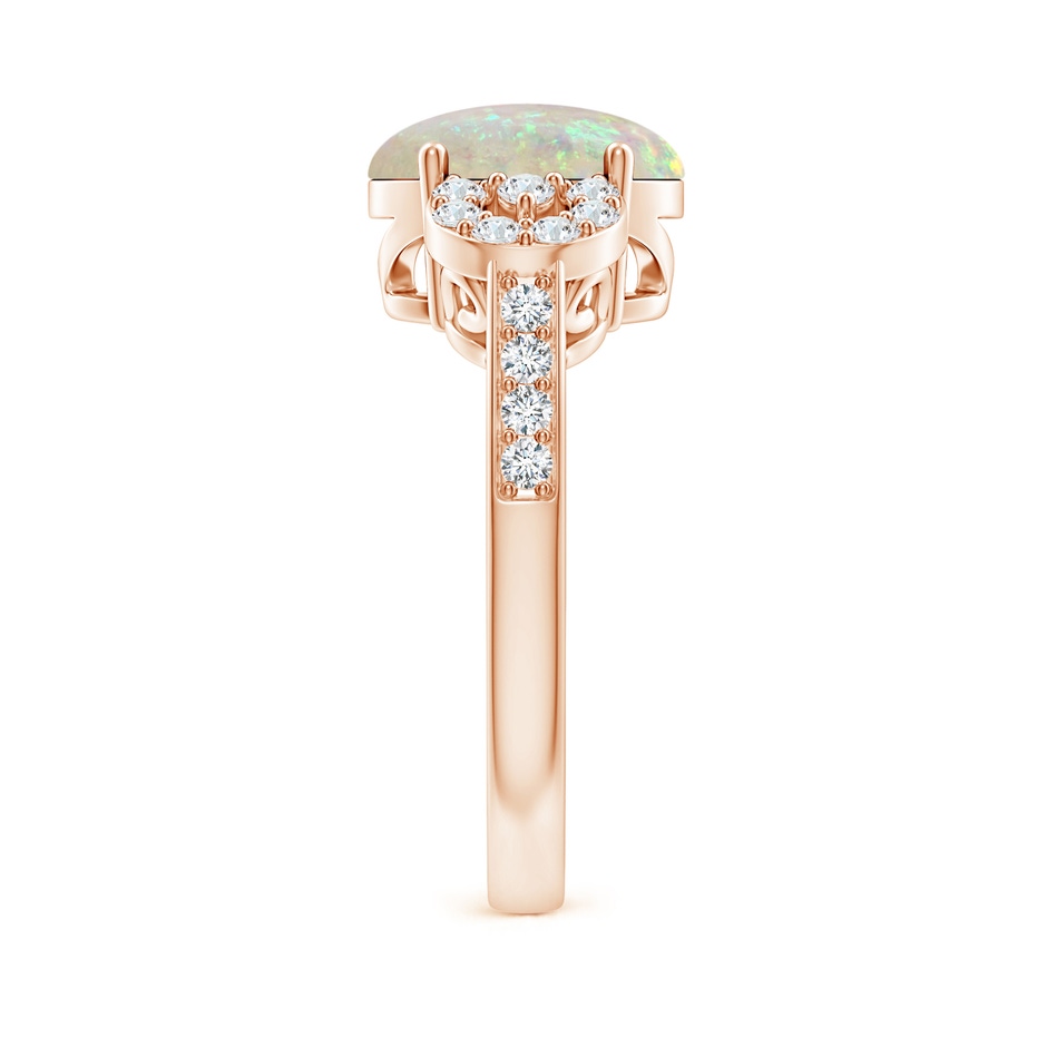 10x8mm AAA Solitaire Oval Opal Cathedral Ring with Diamond Accents in Rose Gold side 299
