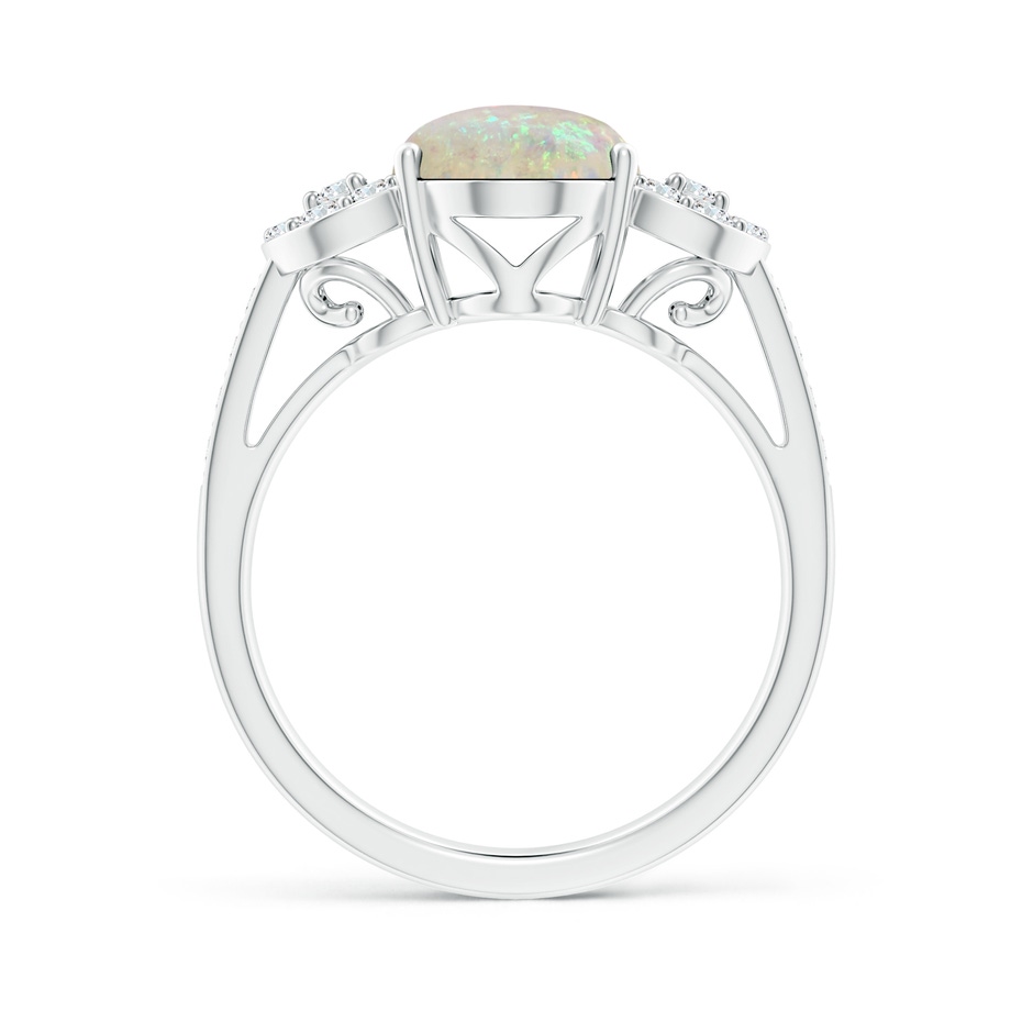 10x8mm AAA Solitaire Oval Opal Cathedral Ring with Diamond Accents in White Gold side 199
