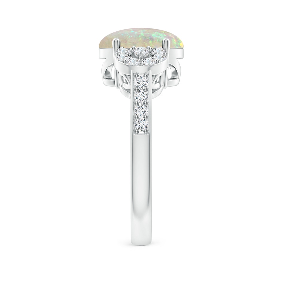 10x8mm AAA Solitaire Oval Opal Cathedral Ring with Diamond Accents in White Gold side 299