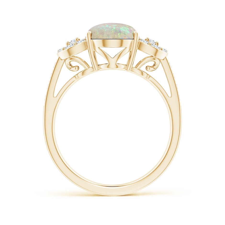 10x8mm AAA Solitaire Oval Opal Cathedral Ring with Diamond Accents in Yellow Gold side 199