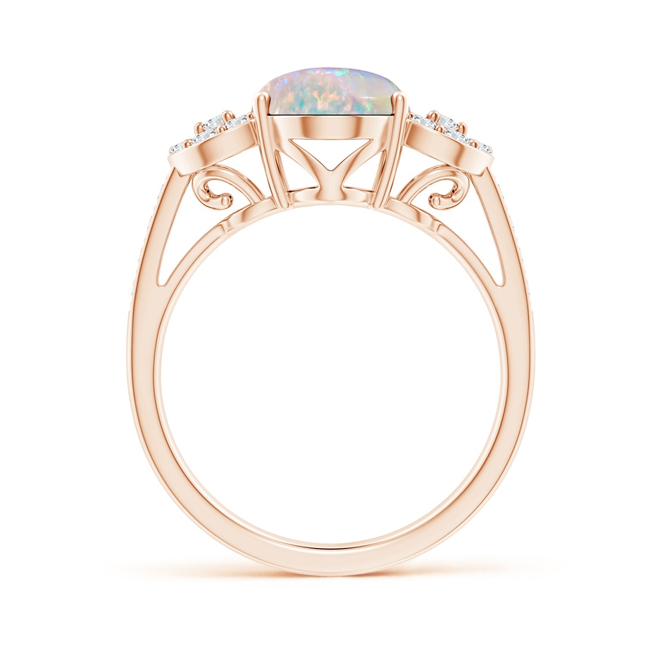 10x8mm AAAA Solitaire Oval Opal Cathedral Ring with Diamond Accents in 18K Rose Gold side 199
