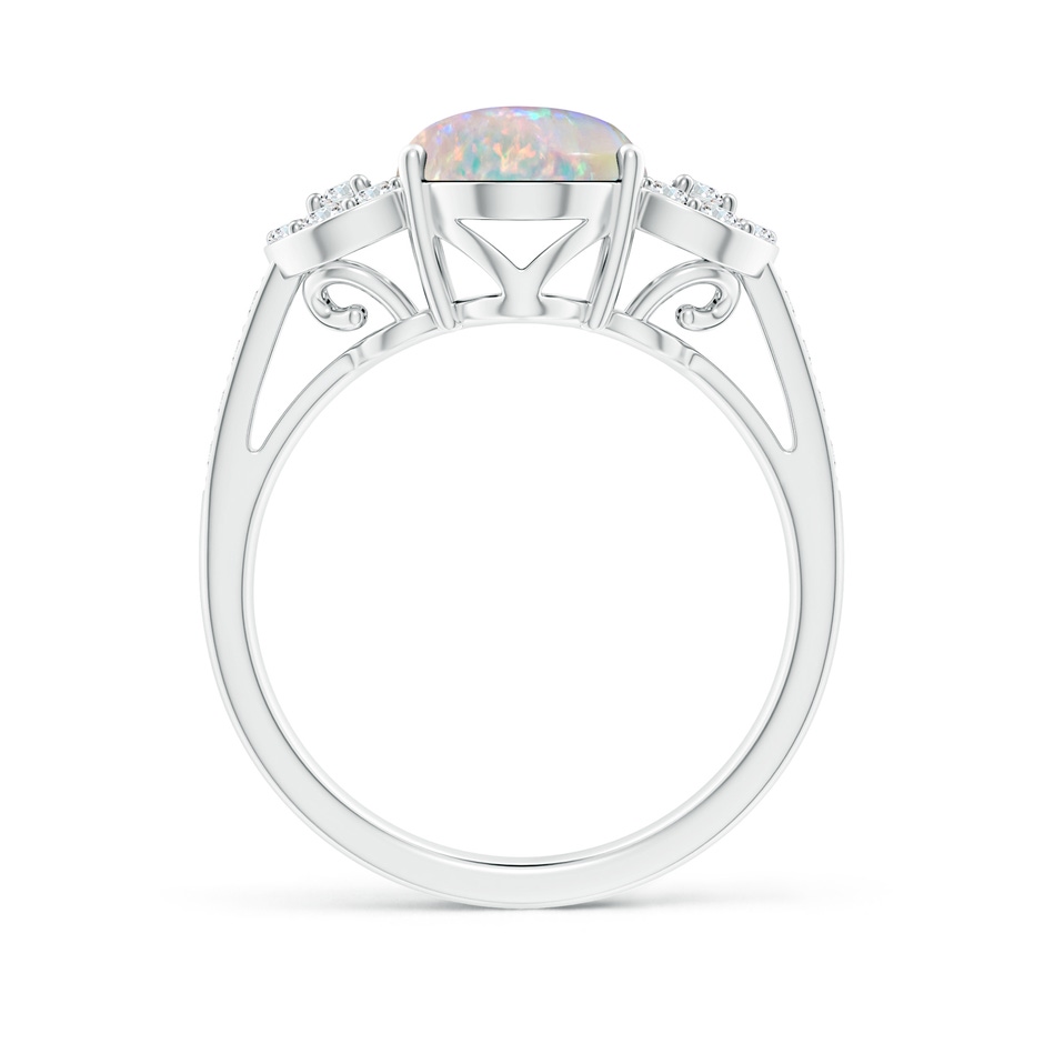 10x8mm AAAA Solitaire Oval Opal Cathedral Ring with Diamond Accents in 18K White Gold side 199