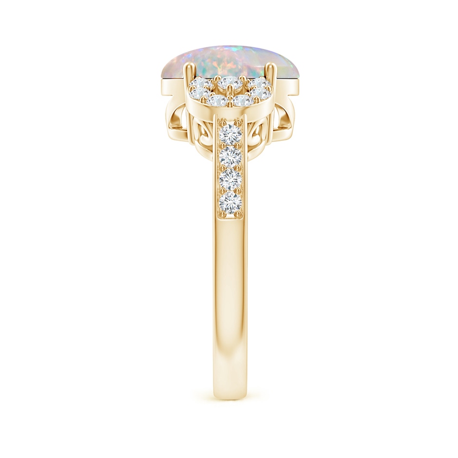 10x8mm AAAA Solitaire Oval Opal Cathedral Ring with Diamond Accents in 18K Yellow Gold side 299