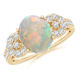 Tapered Shank Opal Solitaire Ring with Diamond Accents | Angara