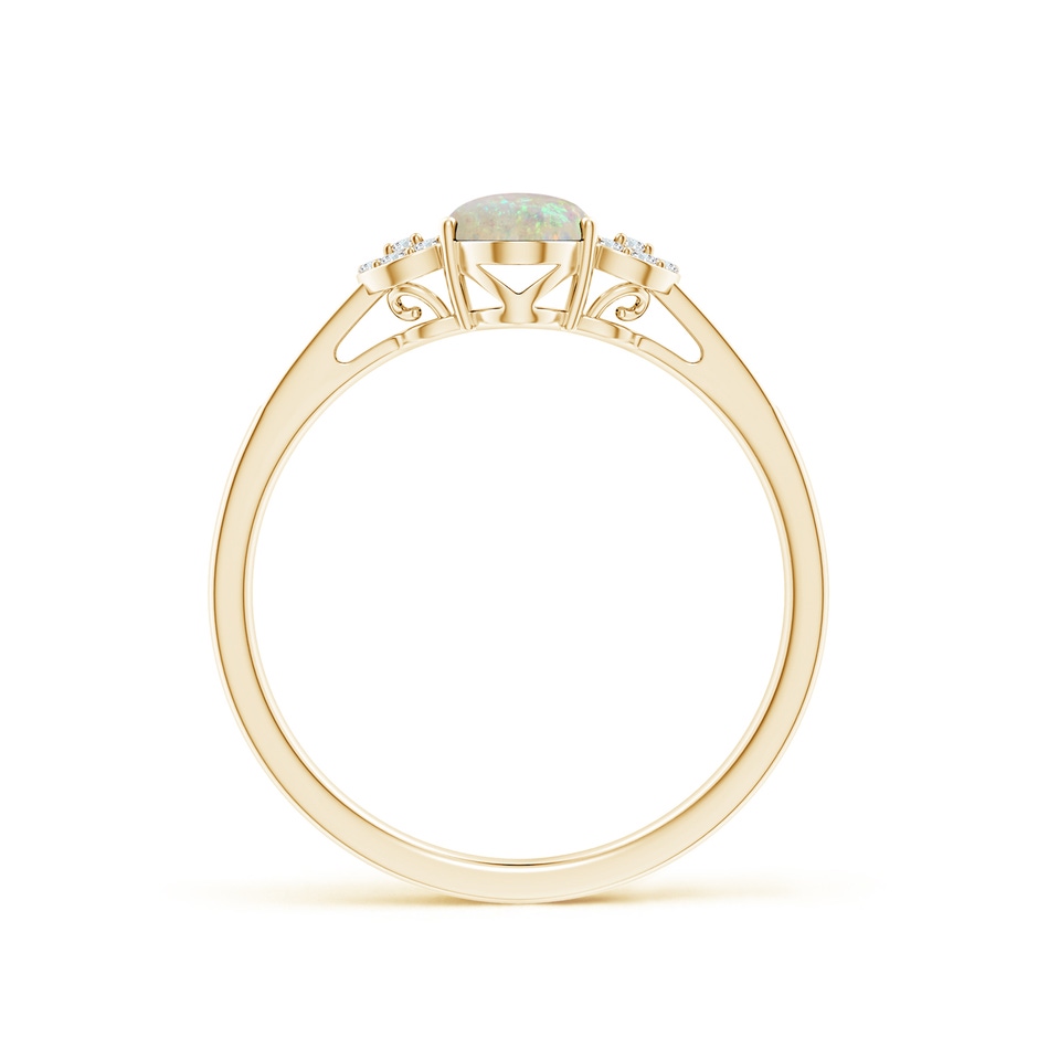 7x5mm AAA Solitaire Oval Opal Cathedral Ring with Diamond Accents in 9K Yellow Gold side 199