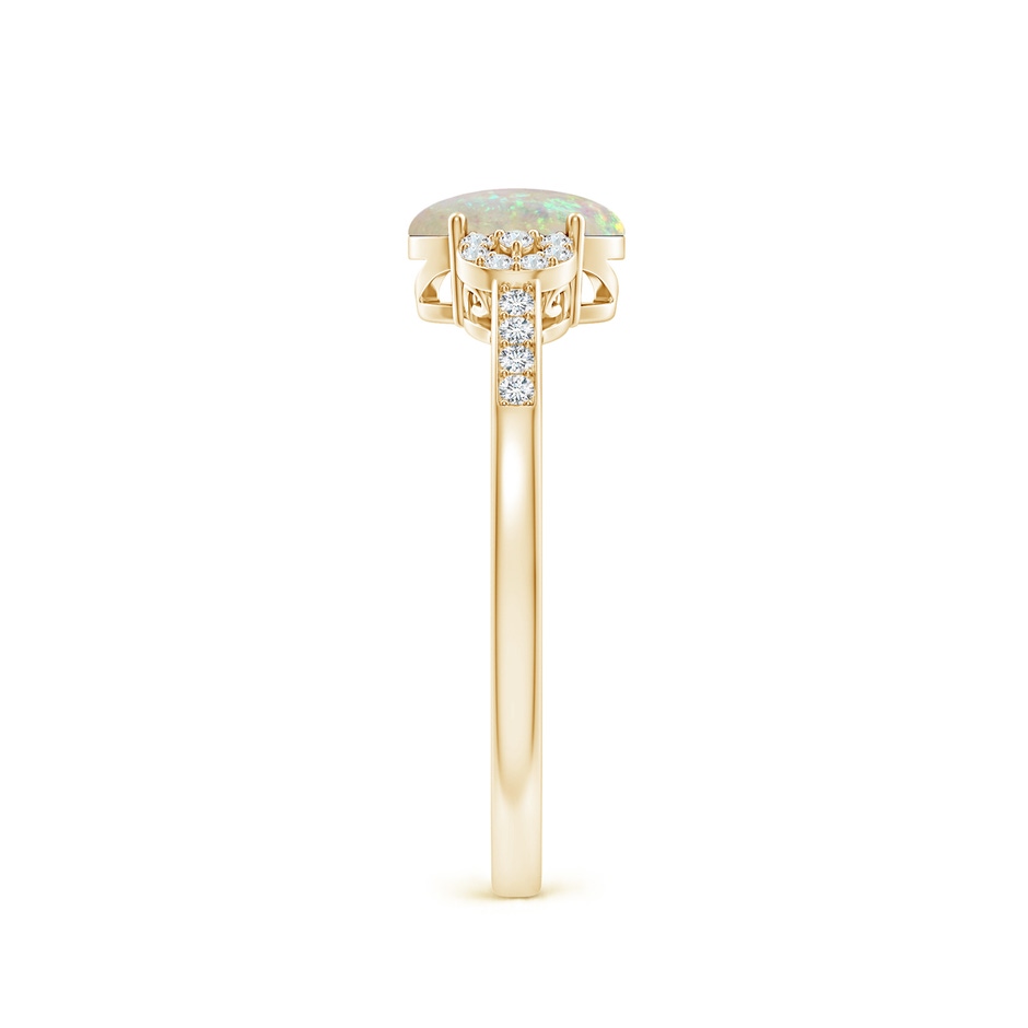 7x5mm AAA Solitaire Oval Opal Cathedral Ring with Diamond Accents in 9K Yellow Gold side 299